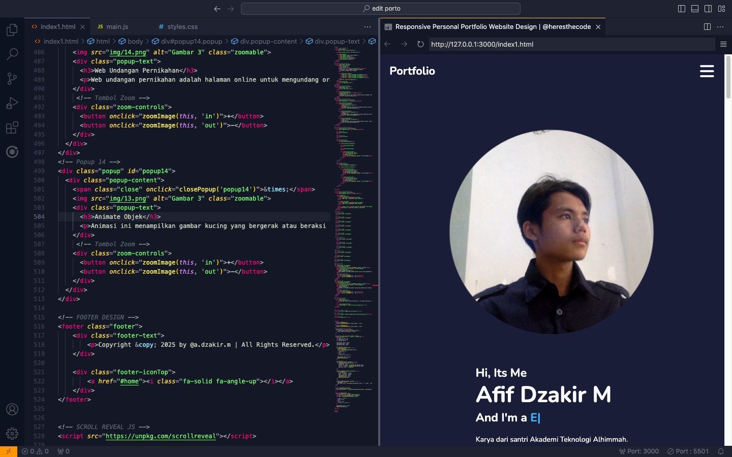 Responsive Personal Portfolio Website Design | @heresthecode